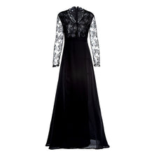 Load image into Gallery viewer, Women Sexy black lace dress Elegant Wedding Party Dresses V Neck Long Sleeve Split Long Evening Party perspective Ladies Dress